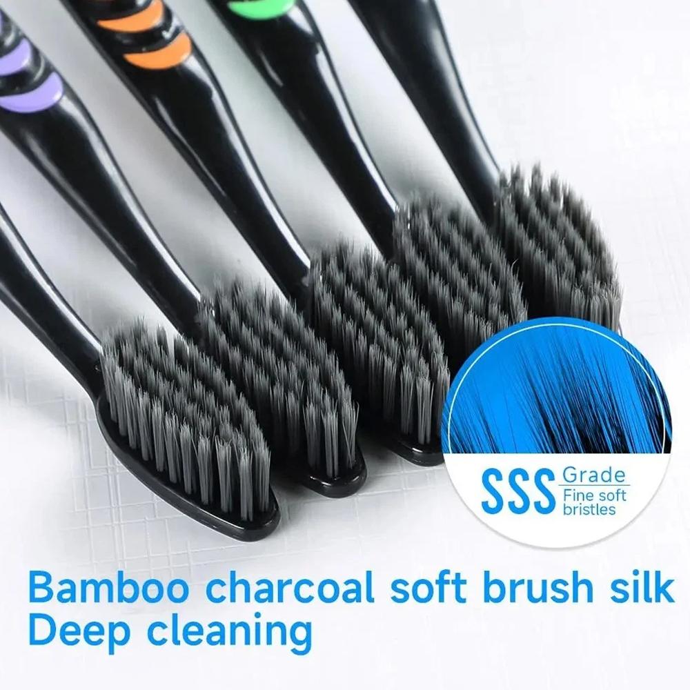10Pcs Family Pack Bamboo Charc - Bamboo Toothbrush 评论和价格