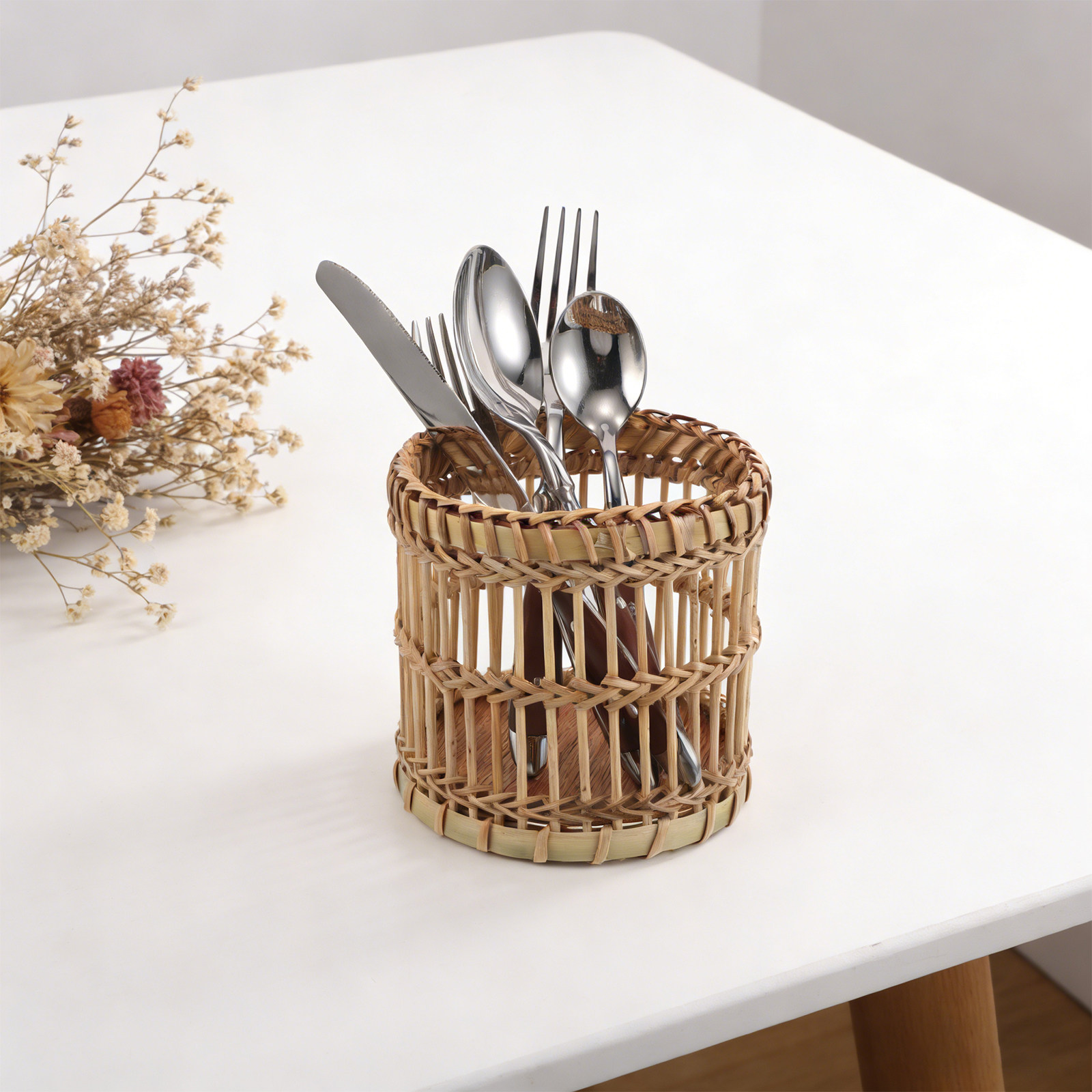 Bamboo Utensil Holder Kitchen  - Bamboo Cutlery 评论和价格