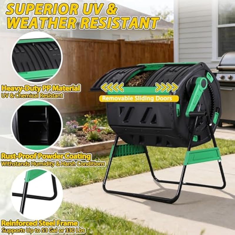 53-Gallon Two-Section Rotating - Compost Bin 评论和价格