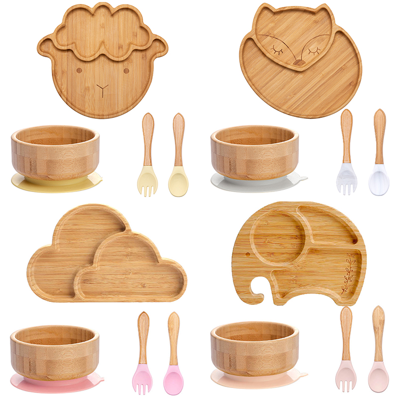 4pcs Children's Tableware Suct - Bamboo Cutlery 评论和价格