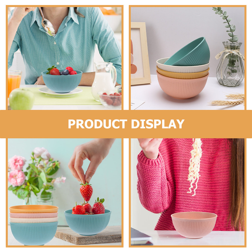 4Pcs Wheat Straw Ramen Bowl Se - Reusable Straw 评论和价格