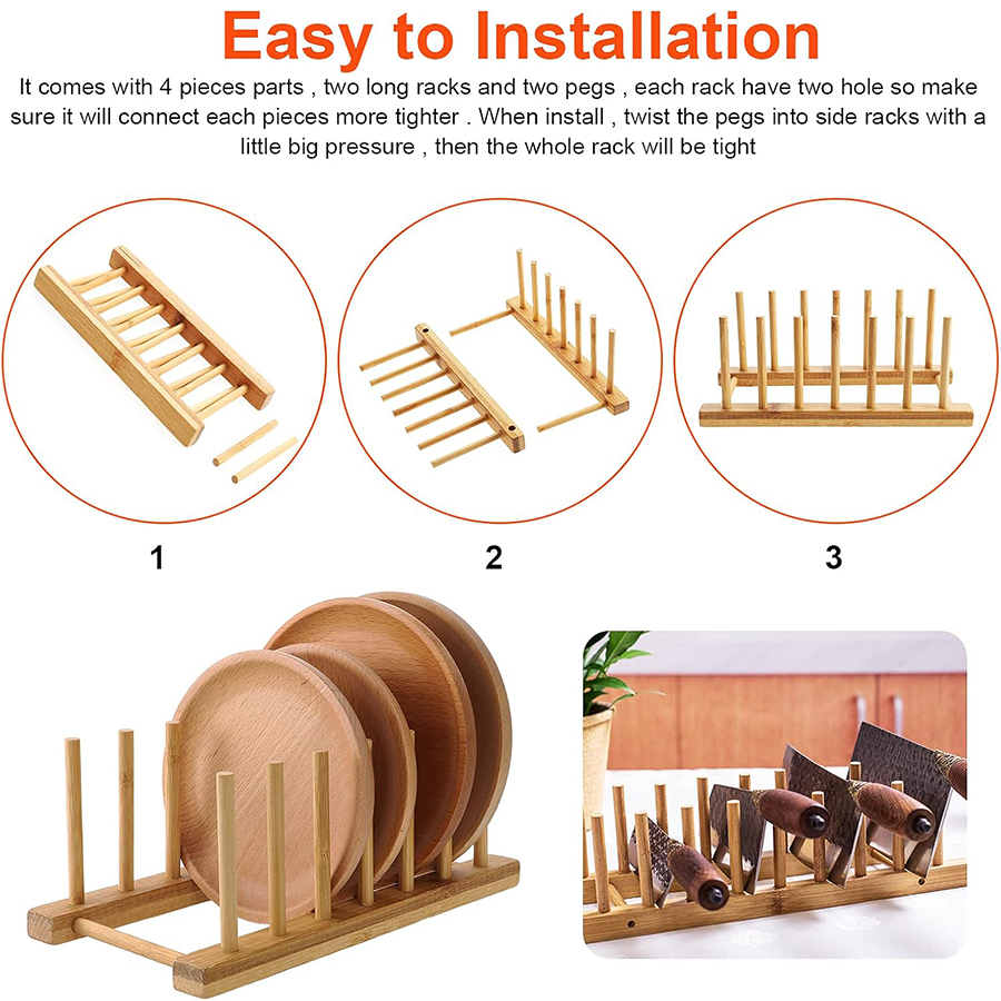 1pcs/2pcs Bamboo Dish Rack, Pl - Bamboo Cutlery 评论和价格